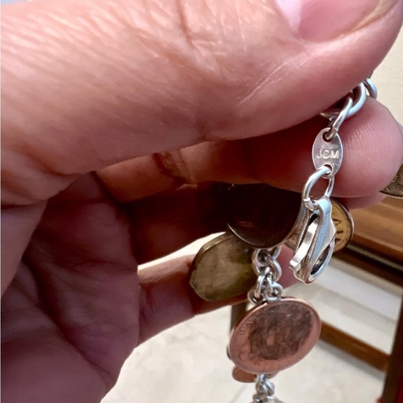 Sterling Silver 12 Coins Charm Bracelet Made In Italy - Picture 7 of 8